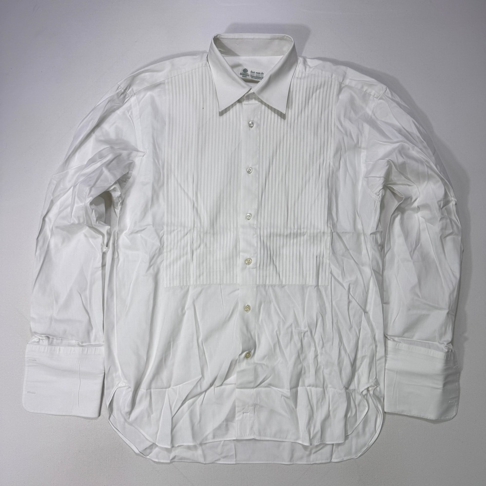 Borrelli Napoli White Pleated Tuxedo Dress Shirt Italy 16 41 Wedding Event